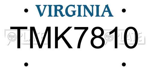 TMK7810 Virginia License Plate