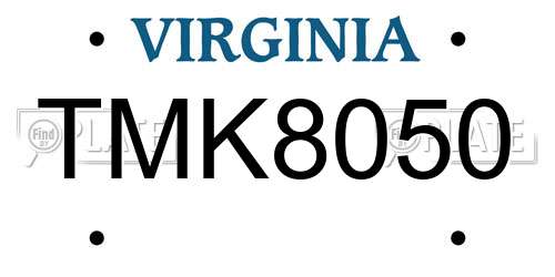 TMK8050 Virginia License Plate
