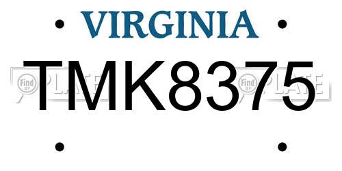 TMK8375 Virginia License Plate