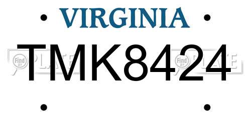 TMK8424 Virginia License Plate