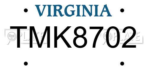 TMK8702 Virginia License Plate