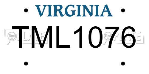 TML1076 Virginia License Plate