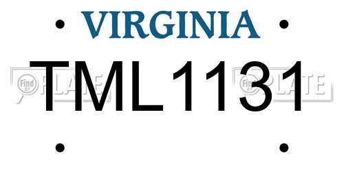 TML1131 Virginia License Plate