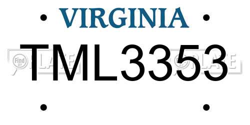 TML3353 Virginia License Plate