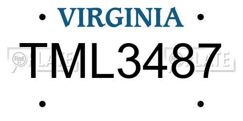 TML3487 Virginia License Plate