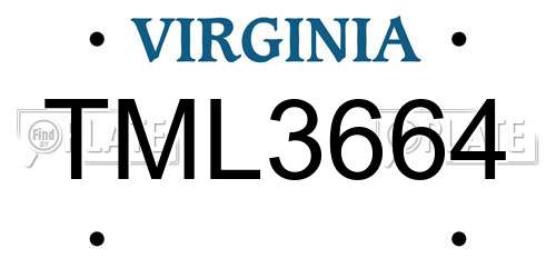 TML3664 Virginia License Plate