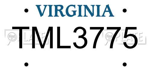 TML3775 Virginia License Plate