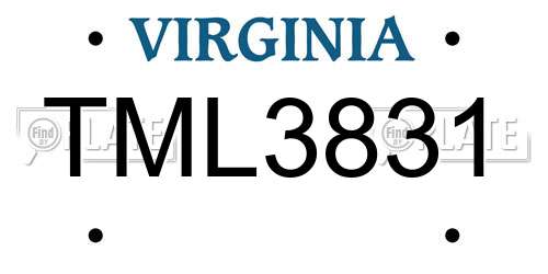 TML3831 Virginia License Plate