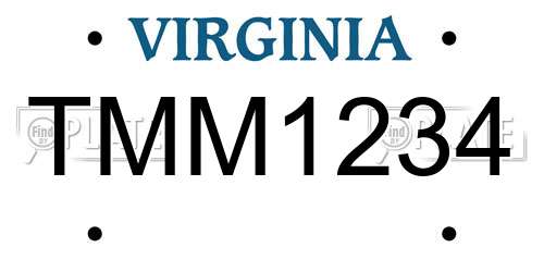 TMM1234 Virginia License Plate