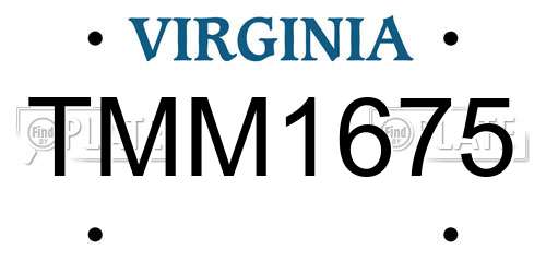 TMM1675 Virginia License Plate