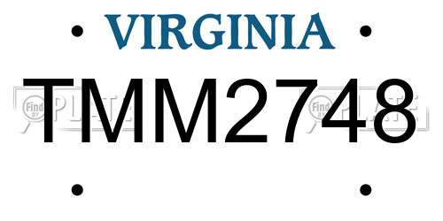 TMM2748 Virginia License Plate
