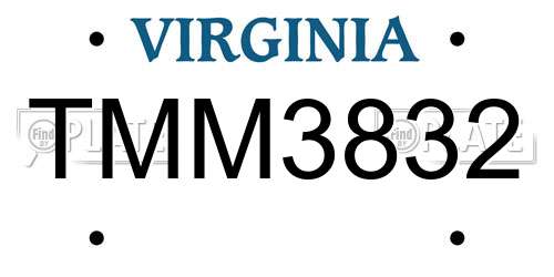 TMM3832 Virginia License Plate