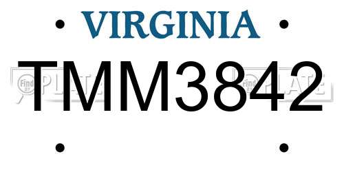 TMM3842 Virginia License Plate