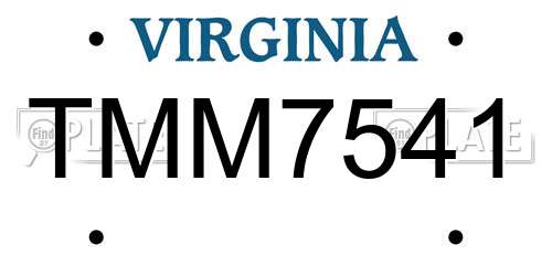 TMM7541 Virginia License Plate