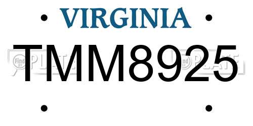 TMM8925 Virginia License Plate