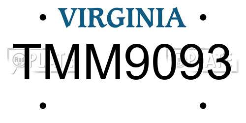 TMM9093 Virginia License Plate