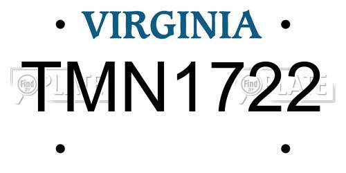 TMN1722 Virginia License Plate
