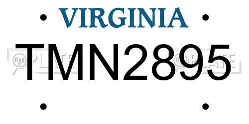TMN2895 Virginia License Plate