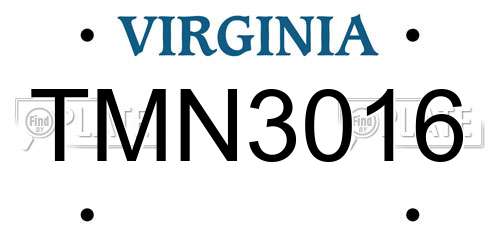 TMN3016 Virginia License Plate