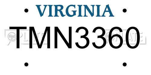 TMN3360 Virginia License Plate