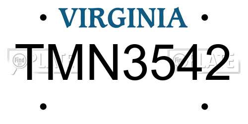 TMN3542 Virginia License Plate