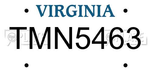 TMN5463 Virginia License Plate