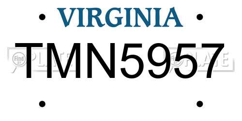 TMN5957 Virginia License Plate