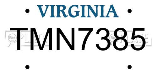 TMN7385 Virginia License Plate