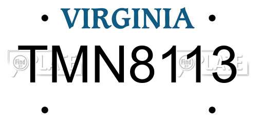 TMN8113 Virginia License Plate