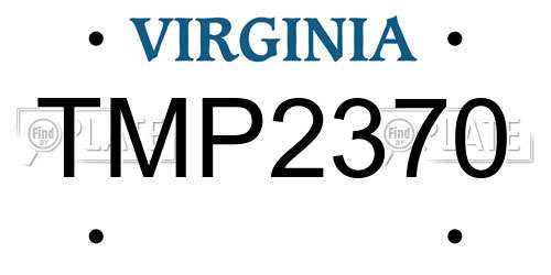 TMP2370 Virginia License Plate