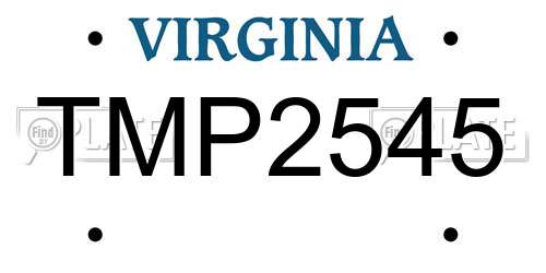 TMP2545 Virginia License Plate