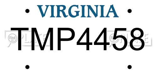 TMP4458 Virginia License Plate