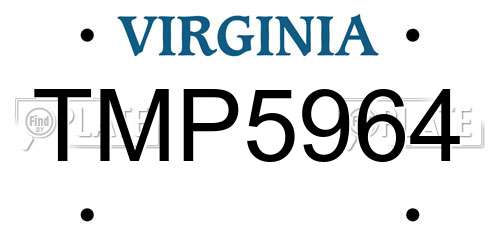 TMP5964 Virginia License Plate