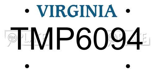 TMP6094 Virginia License Plate