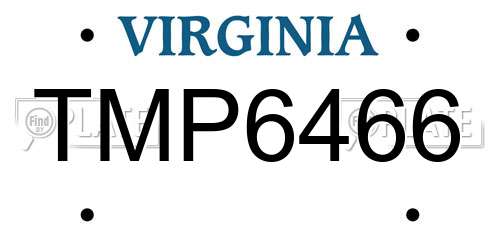 TMP6466 Virginia License Plate