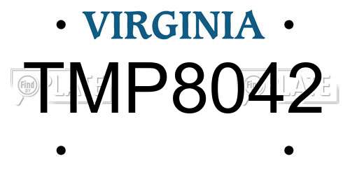 TMP8042 Virginia License Plate