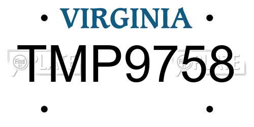 TMP9758 Virginia License Plate