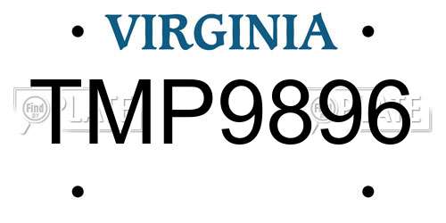 TMP9896 Virginia License Plate
