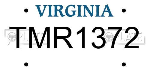 TMR1372 Virginia License Plate