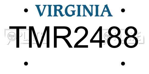 TMR2488 Virginia License Plate