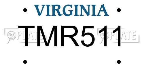 TMR511 Virginia License Plate