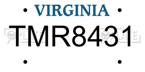 TMR8431 Virginia License Plate