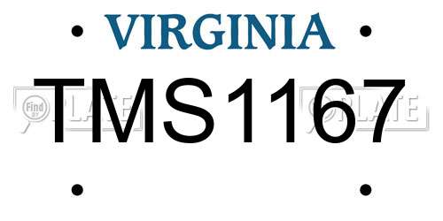 TMS1167 Virginia License Plate