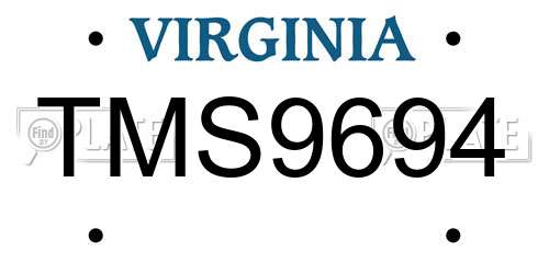 TMS9694 Virginia License Plate