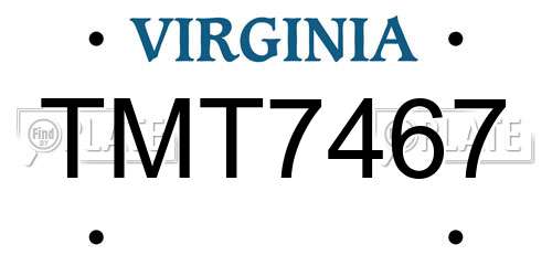 TMT7467 Virginia License Plate