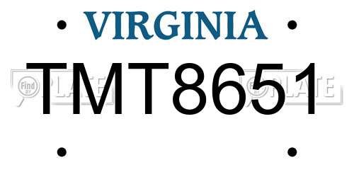 TMT8651 Virginia License Plate