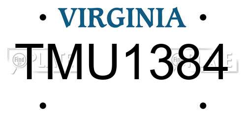 TMU1384 Virginia License Plate