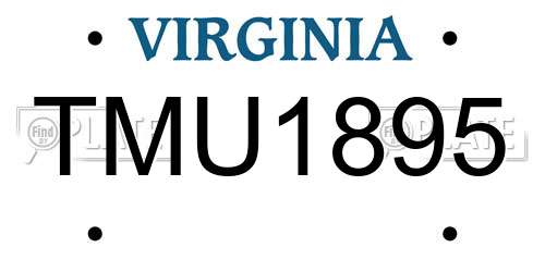 TMU1895 Virginia License Plate