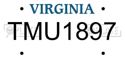 TMU1897 Virginia License Plate