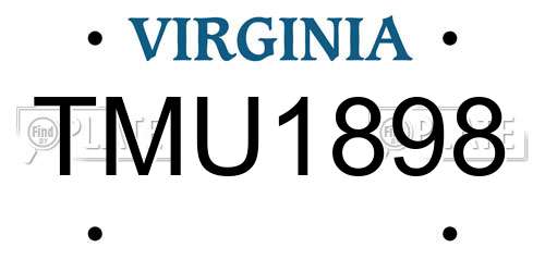 TMU1898 Virginia License Plate